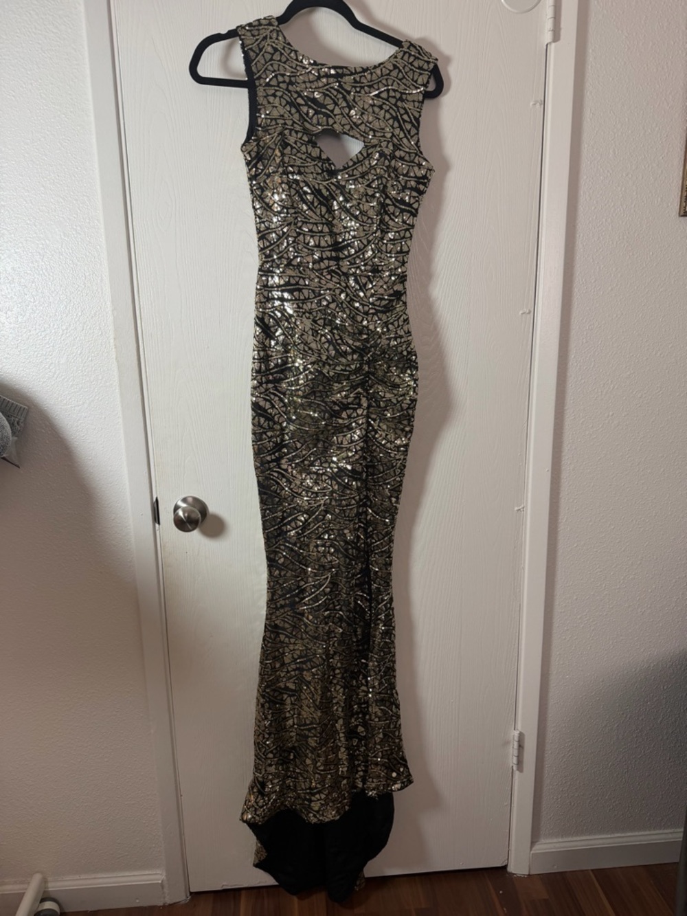 Tatyana for Bettie Page Gold Sequin Mermaid Evening Dress